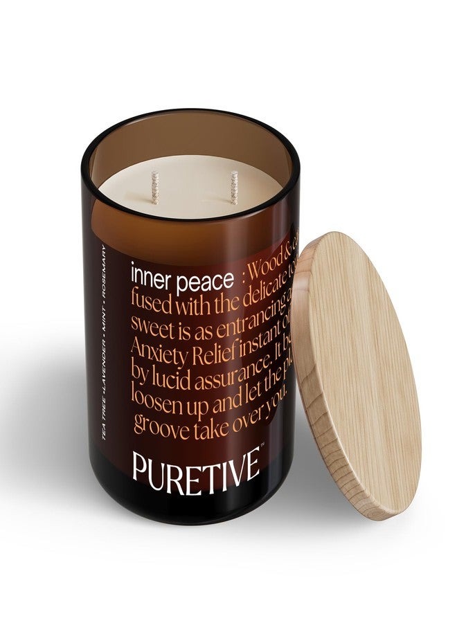 Puretive شمعة معطرة بيورتيف إنر بيس - مصنوعة من شمع الصويا النقي 100% مع زهر البرتقال، السرو، الجريب فروت، والأوكالبتوس | مدة احتراق 35 ساعة | هدية للاسترخاء وتزيين المنزل - Image 2